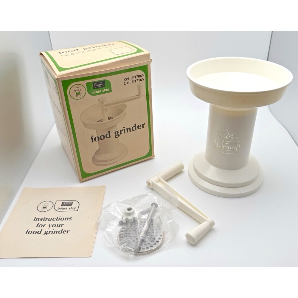 Vtg Sears Baby Fresh Food Mash Grinder Mill Portable Healthy Infant + Manual NEW